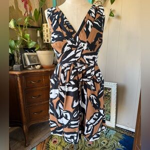 Maurices Black White & Brown Abstract Print Mini Dress, size 13/14